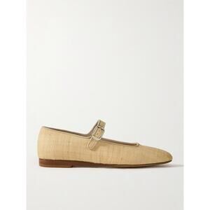 Le Monde Beryl Grosgrain-Trimmed Raffia Mary Jane Ballet Flats - IT 37